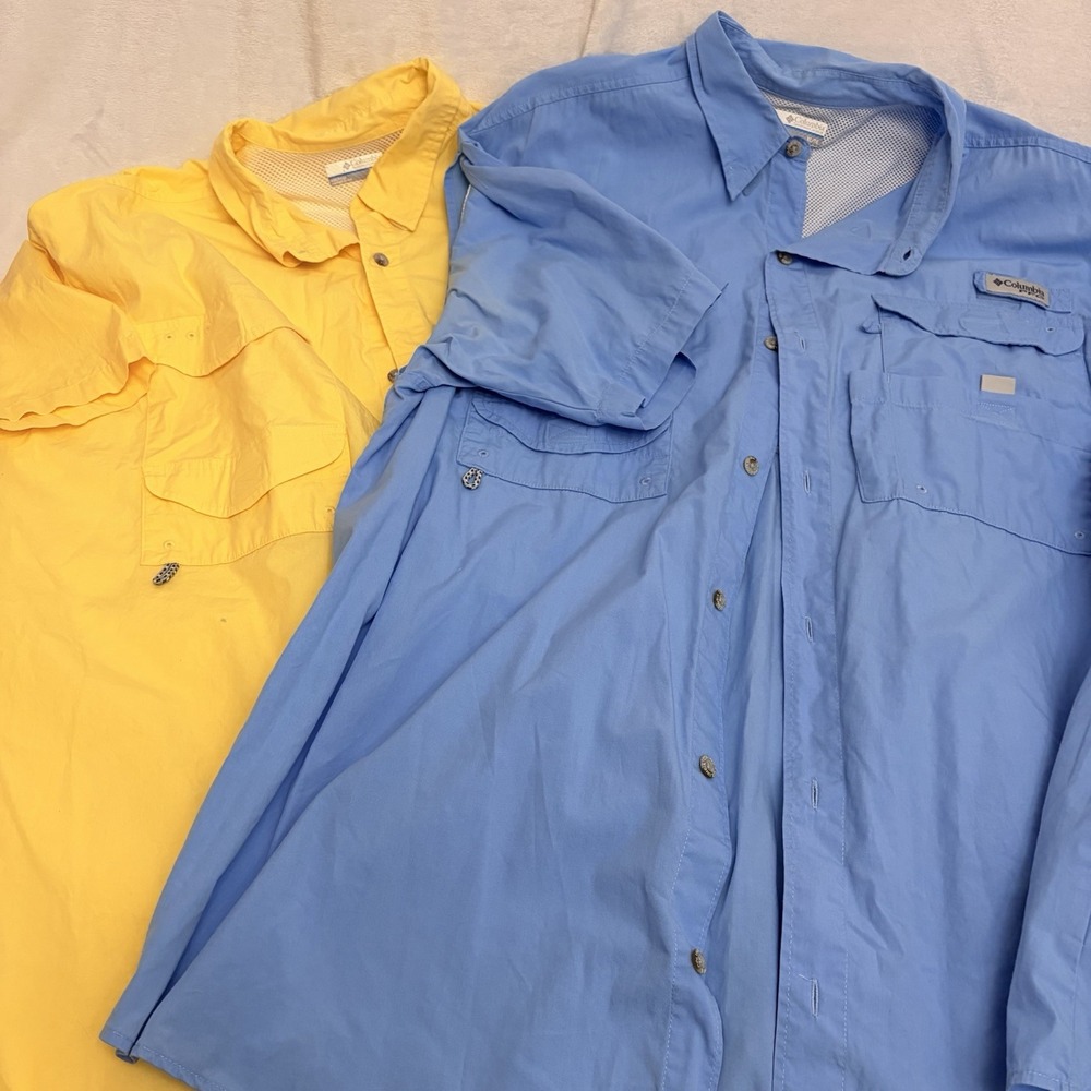 Columbia PFG Bahama II Short Sleeve Fishing Shirt Men's XL Lot Of 2 Vented